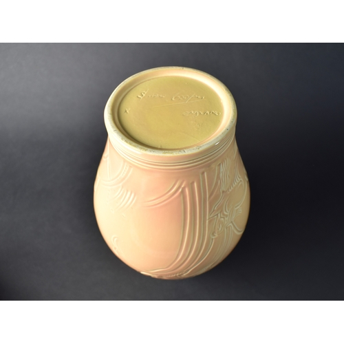 188 - A Susie Cooper Squirrel Pattern Vase, 29cms High, Incised Signature to base