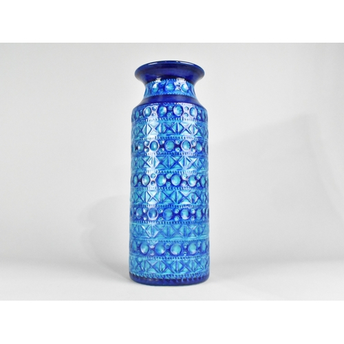 189 - A Mid Century West German Vase, Geometric Design, Blue Glaze, No. 607-40