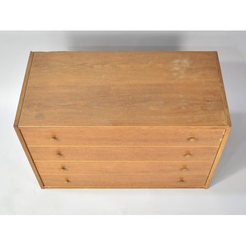 194 - A Vintage Four Drawer Chest, Missing Legs, 79cms Wide