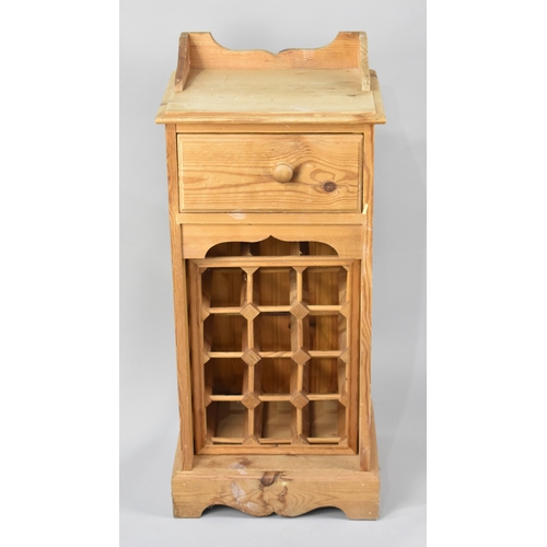 197 - A Modern Pine Wine Cabinet with Top Drawer and Gallery and Removable Wine Rack, 39cms Wide