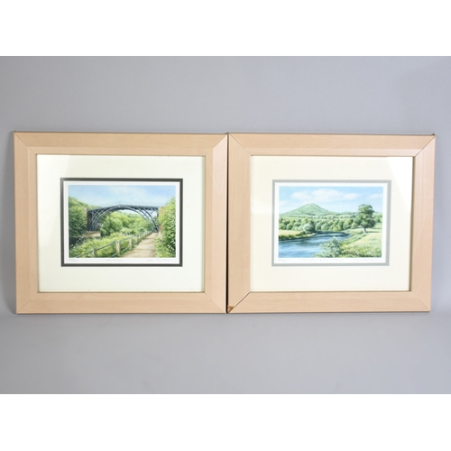 201 - A Pair of Limited Edition Framed Joan Fielden Prints, The Wrekin from Cressage, 160/500 and Ironbrid... 