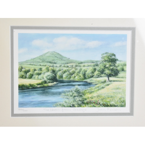 201 - A Pair of Limited Edition Framed Joan Fielden Prints, The Wrekin from Cressage, 160/500 and Ironbrid... 