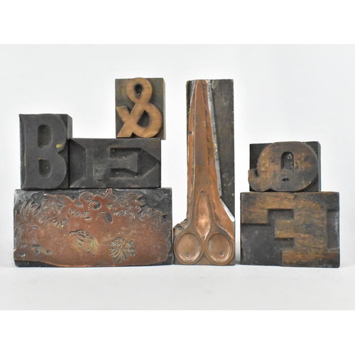 217 - A Collection of Seven Wooden and Copper Printing and Stencil Blocks