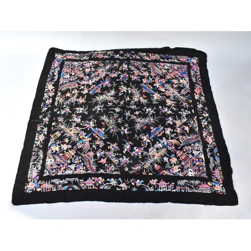 219 - A Large Chinese Silk Embroidered Panel, 124cms by 116cms