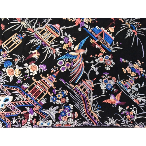 219 - A Large Chinese Silk Embroidered Panel, 124cms by 116cms