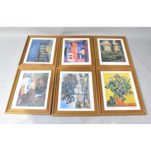 225 - A Collection of Six Framed Prints After Manet, Macke, Van Gogh, Monet and Renoir, Each 33x41cms