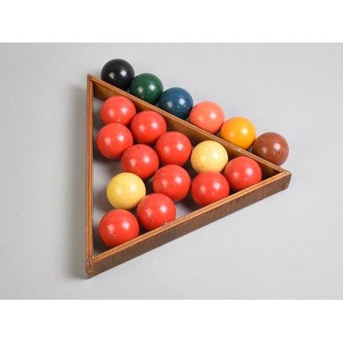 239 - A Set of Bakelite Quarter Size Snooker Balls and Triangle