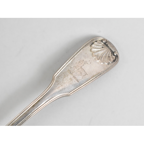 A Heavy Early Victorian Silver Marrow Scoop with Engraved Heraldic Goat ...