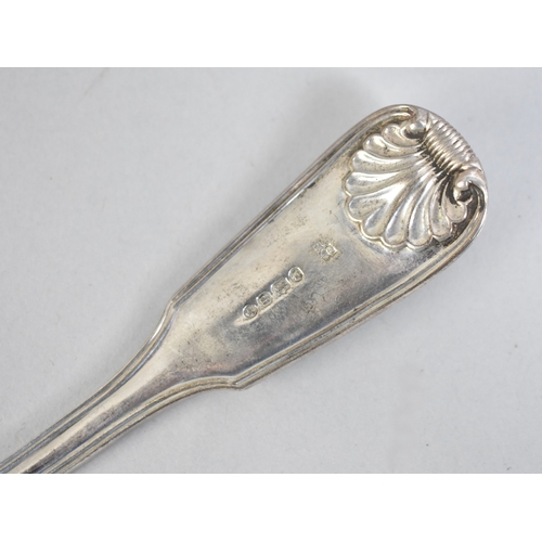 A Heavy Early Victorian Silver Marrow Scoop with Engraved Heraldic Goat ...