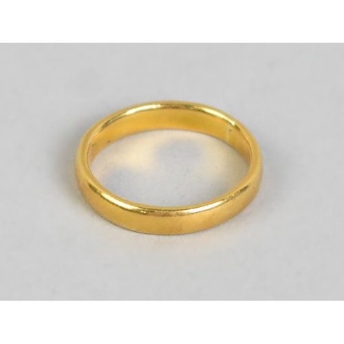 3 - An Antique 22ct Gold D Shape Wedding Band, 7.4gms Size T.5