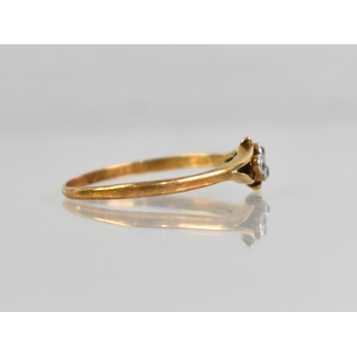 10 - A Pretty, Antique 18ct Gold and Diamond Ring, Four Old Mine Cut Diamonds Measuring Approx 1.7mm Diam... 