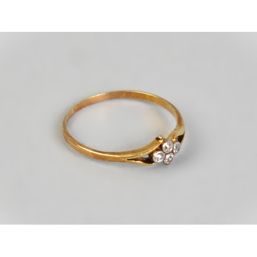 10 - A Pretty, Antique 18ct Gold and Diamond Ring, Four Old Mine Cut Diamonds Measuring Approx 1.7mm Diam... 
