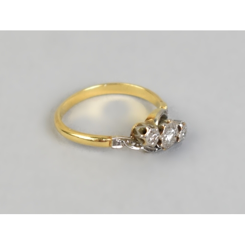 11 - An Antique 18ct Gold, Platinum and Diamond Trilogy Ring, Central European Round Cut Stone Measuring ... 