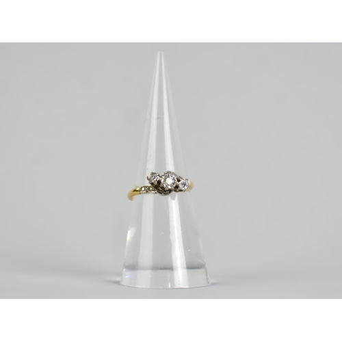 11 - An Antique 18ct Gold, Platinum and Diamond Trilogy Ring, Central European Round Cut Stone Measuring ... 