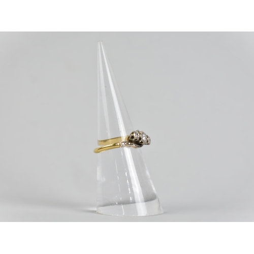 11 - An Antique 18ct Gold, Platinum and Diamond Trilogy Ring, Central European Round Cut Stone Measuring ... 