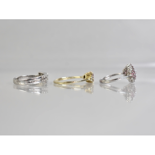 13 - A Collection of Three 9ct Gold Rings to include Two Diamond Mounted White Gold Examples, One with Pi... 