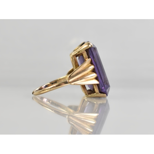 14 - A 9ct Gold Synthetic Alexandrite Ring, Rectangular Step Cut and Measuring 20x15mm, Set in Four Flatt... 