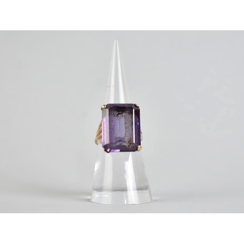 14 - A 9ct Gold Synthetic Alexandrite Ring, Rectangular Step Cut and Measuring 20x15mm, Set in Four Flatt... 