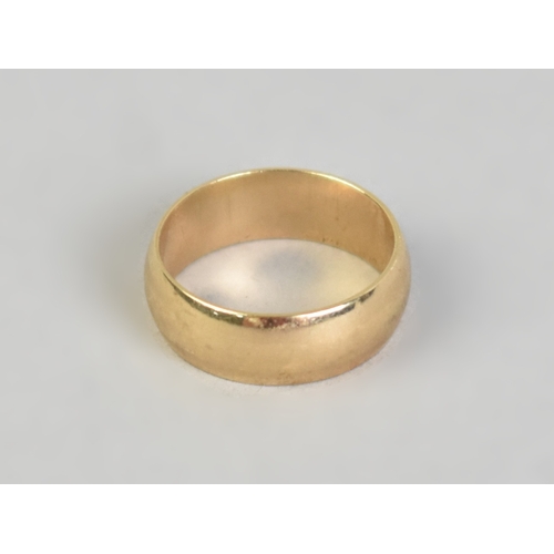 15 - A 9ct Gold D Shape Wide Wedding Band, Birmingham 2006, 6mm Wide, Size L.5, 3.5gms