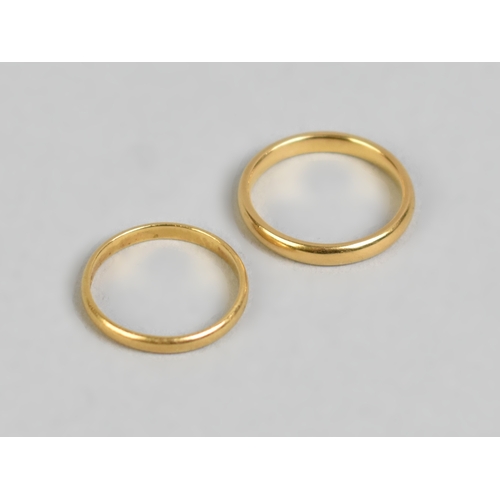 24 - Two Slim 22ct Gold Wedding Bands, Size M Hallmarked for Birmingham 1961 and Size K.5 Hallmarked for ... 