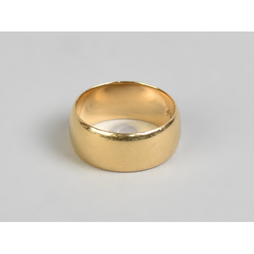 19 - A 18ct Gold Cigar Type Wedding Band, 9.25mm Wide and Size U.5, 11.3gms, Birmingham 1912 and Inscribe... 