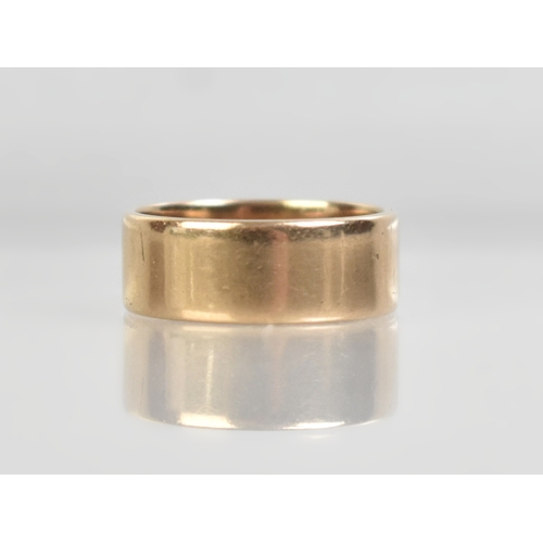 19 - A 18ct Gold Cigar Type Wedding Band, 9.25mm Wide and Size U.5, 11.3gms, Birmingham 1912 and Inscribe... 