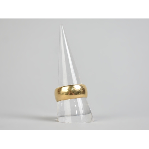 19 - A 18ct Gold Cigar Type Wedding Band, 9.25mm Wide and Size U.5, 11.3gms, Birmingham 1912 and Inscribe... 