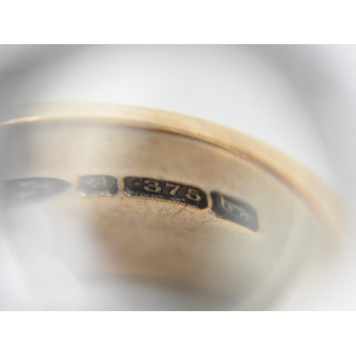 20 - A 9ct Gold Cigar Ring, Chester Hallmark for 1909, 7.6mm Wide, Size R, 6.7gms