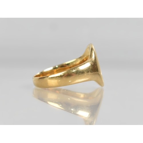 21 - An Antique 18ct Gold Signet Ring having Enamelled M to Oval Head, Tapered Shoulders to a Wide Polish... 