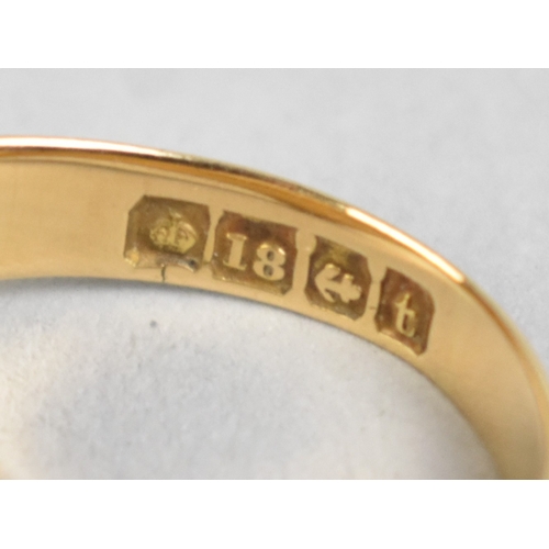 21 - An Antique 18ct Gold Signet Ring having Enamelled M to Oval Head, Tapered Shoulders to a Wide Polish... 