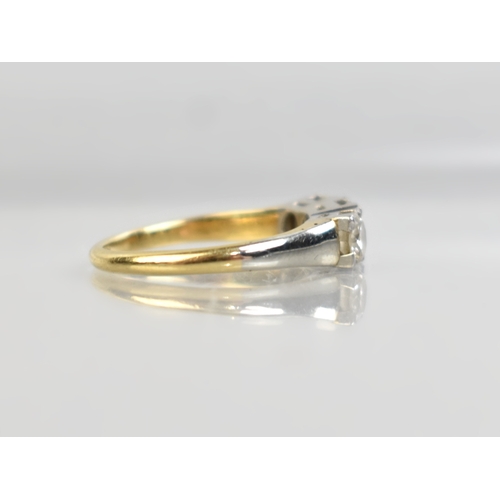 28 - An 18ct Gold, Platinum and Diamond Trilogy Ring, Central Round Brilliant Cut Stone Measuring 4.5mm D... 