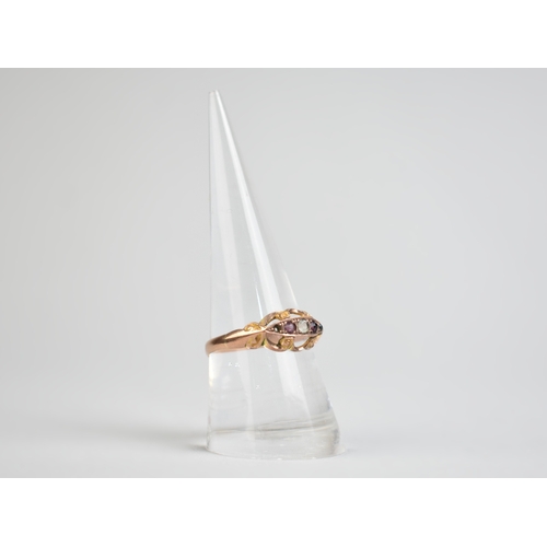 31 - A 9ct Rose Gold Paste Set Ring, Chester Hallmark for 1917 and with Makers Mark WN, Missing One Stone... 
