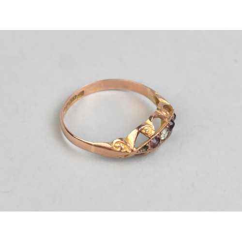 31 - A 9ct Rose Gold Paste Set Ring, Chester Hallmark for 1917 and with Makers Mark WN, Missing One Stone... 