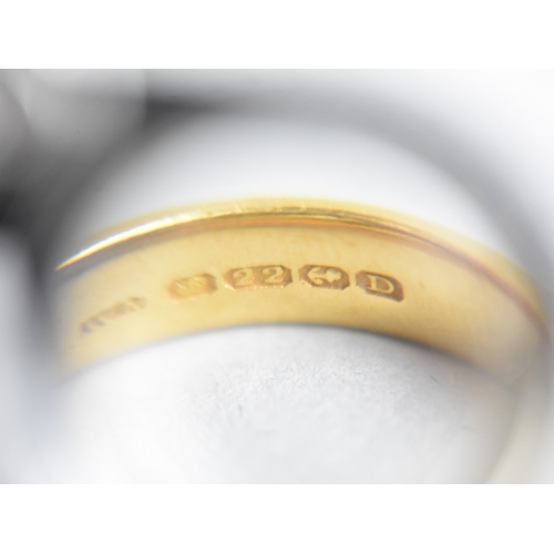 33 - An Antique 22ct Gold Wedding Band, D Shape with Hallmarks for Birmingham, 6.2gms, Size M.5