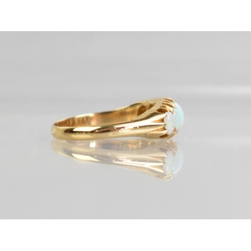 37 - An Antique Opal and 18ct Gold Ring, Graduated Oval Cabochon Stones with the Largest Measuring 5.7mm ... 