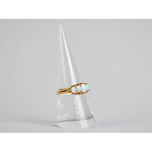 37 - An Antique Opal and 18ct Gold Ring, Graduated Oval Cabochon Stones with the Largest Measuring 5.7mm ... 