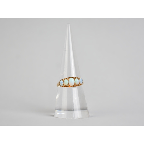37 - An Antique Opal and 18ct Gold Ring, Graduated Oval Cabochon Stones with the Largest Measuring 5.7mm ... 
