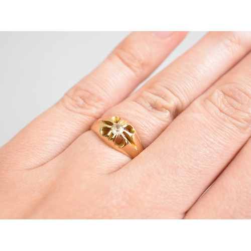 38 - An Edward VII 18ct Gold and White Stone Gypsy Ring, Central Round Cut Stone Measuring 3.4mm Diameter... 