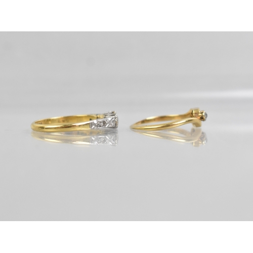 42 - Two 18ct Gold and Diamond Trilogy Rings, Edwardian Example with Bezel Set Stones (One Missing) and C... 