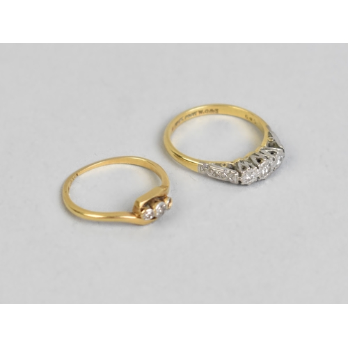 42 - Two 18ct Gold and Diamond Trilogy Rings, Edwardian Example with Bezel Set Stones (One Missing) and C... 