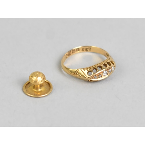 43 - An 18ct Gold and Diamond Five Stone Boat Shape Ring, Size L, Hallmarked for Birmingham 1905, togethe... 