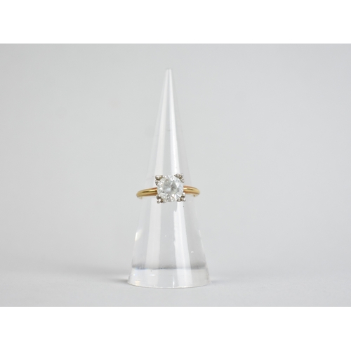 44 - A 14ct Gold and White Sapphire Solitaire Ring, Round Cut Stone Measuring 7.7mm Diameter Approx Suppo... 