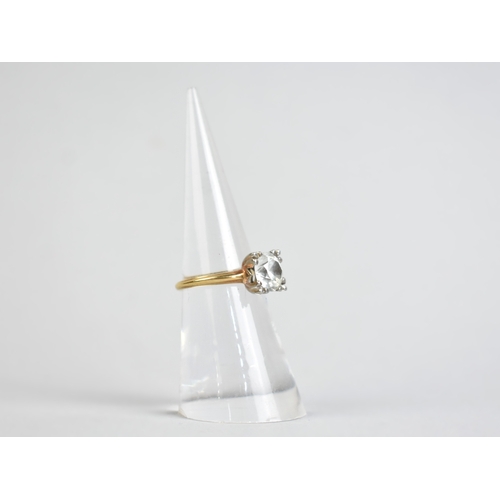44 - A 14ct Gold and White Sapphire Solitaire Ring, Round Cut Stone Measuring 7.7mm Diameter Approx Suppo... 