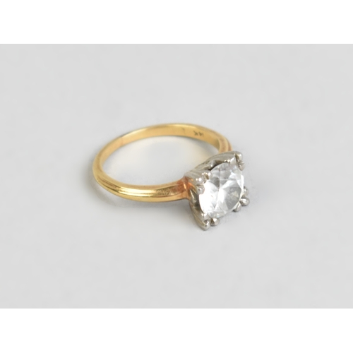 44 - A 14ct Gold and White Sapphire Solitaire Ring, Round Cut Stone Measuring 7.7mm Diameter Approx Suppo... 