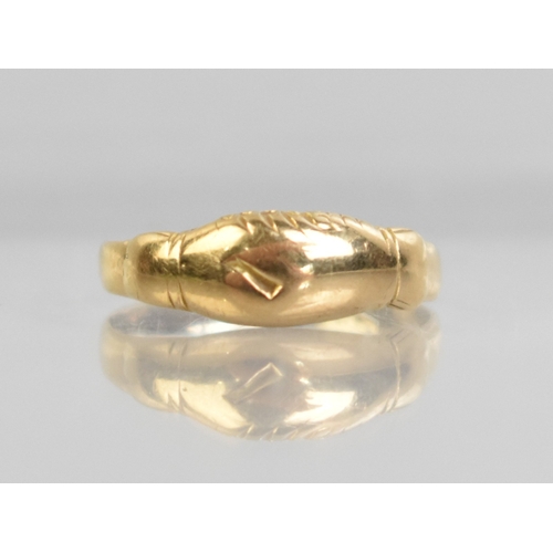 45 - An Antique Fede Ring, Clasp Hands, Rubbed, Hallmark Letter P/d, Size L.5, 2.6gms