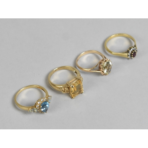 51 - A Collection of Three 9ct Gold Jewelled Rings to include Citrine Mounted Examples Etc, Sizes L,M and... 