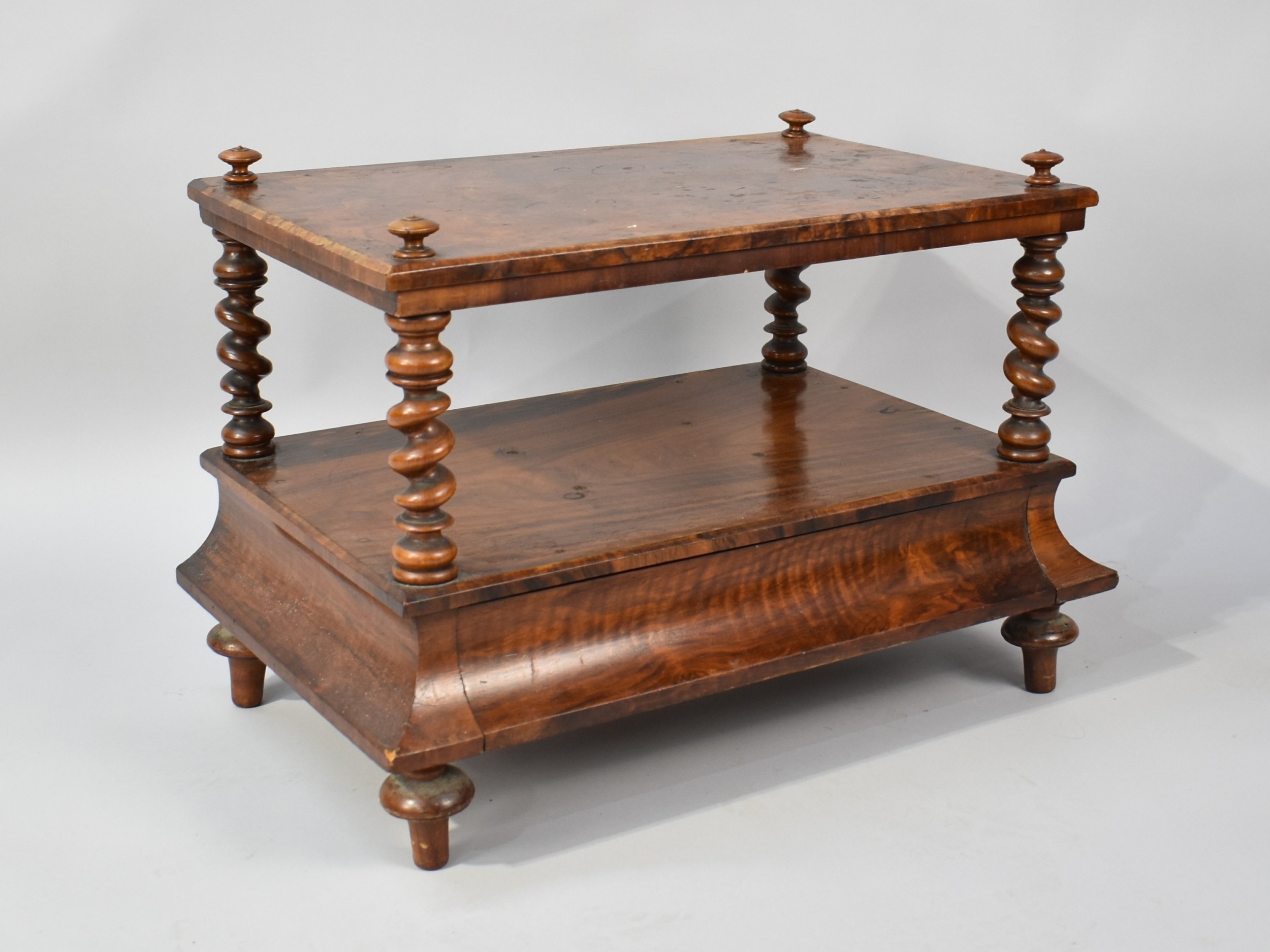 A Victorian Rectangular Whatnot Base Converted to Low Table with Barley ...