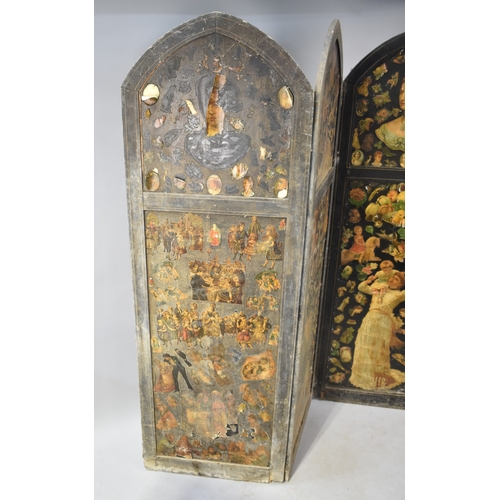 A Victorian Three Panelled Arch Topped Modesty Screen Decorated with ...