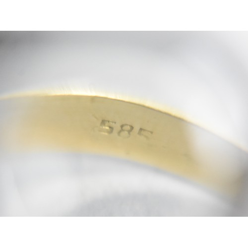 23A - A 14ct Gold and Ruby Signet Ring, Rectangular Head with Round Cut Grain Set Ruby, Engraved Shoulders... 