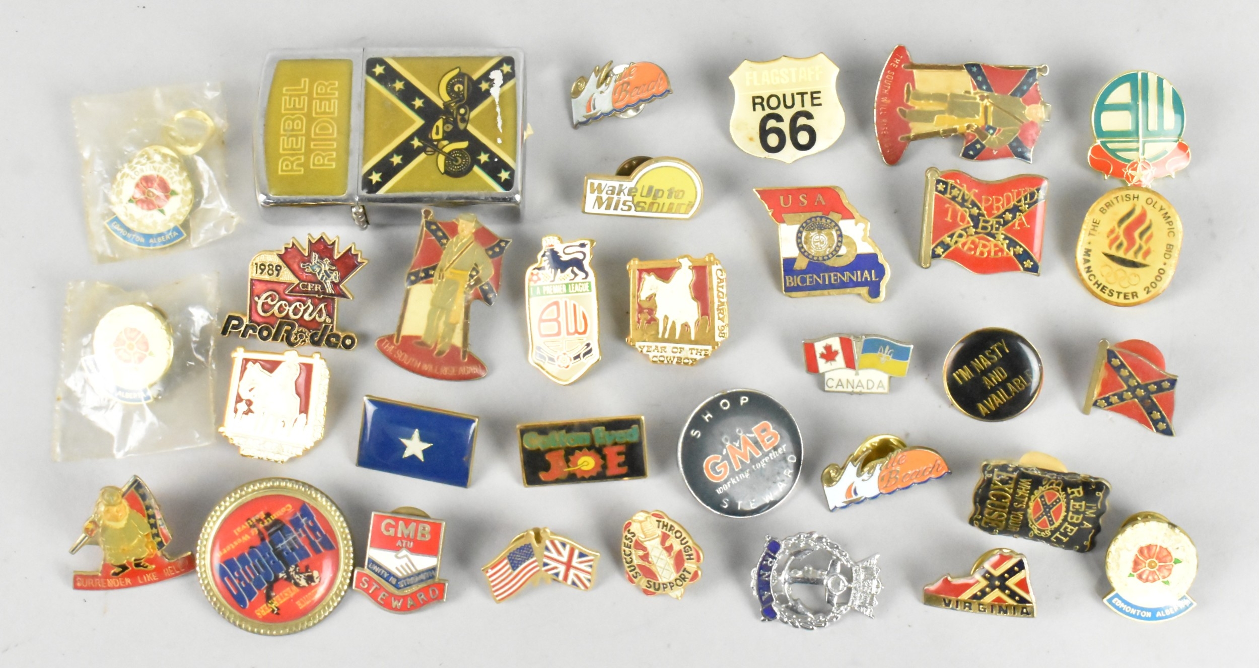 A Collection of Vintage Enamel Lapel Badges, Mainly American Southern ...